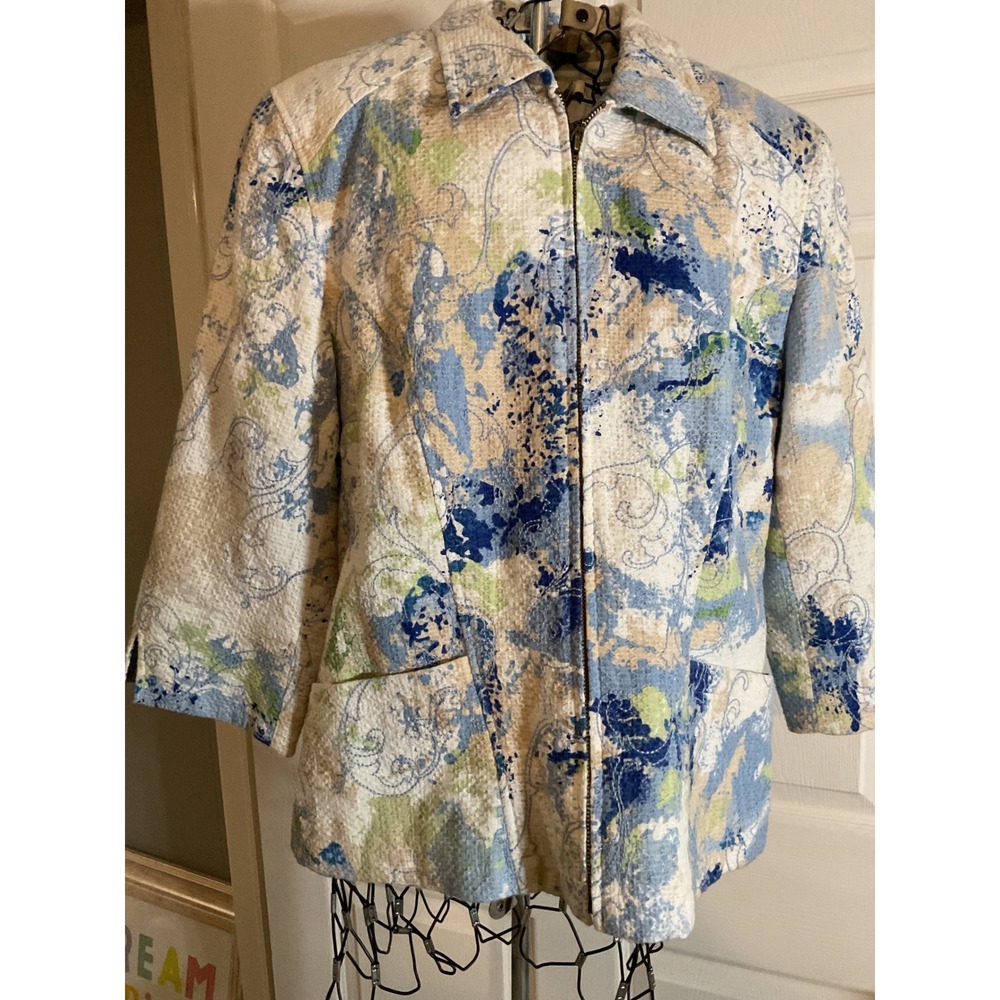 Coldwater Creek Women's Size 14 Abstract Print Zip Front Jacket